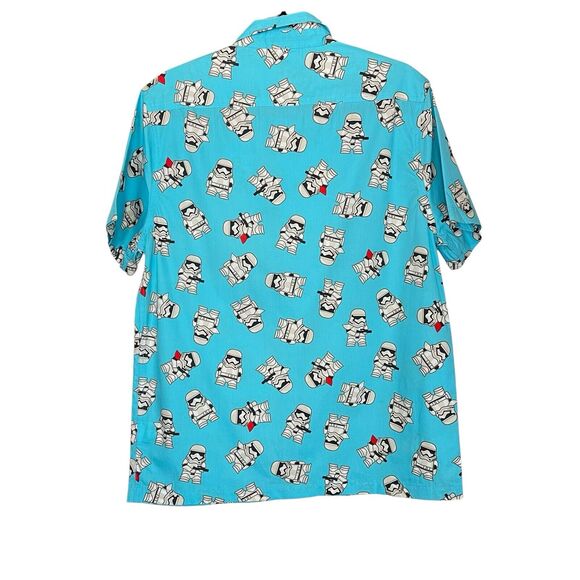 Disney Parks Star Wars Stormtrooper Button-Up Shirt M Blue Short Sleeve NWT - Picture 3 of 11